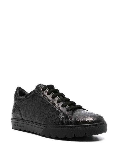 crocodile-embossed leather sneakers